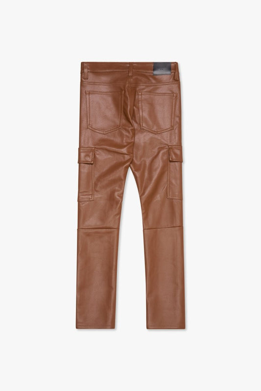 "CITING" SKINNY VEGAN LEATHER JEAN BROWN - Valabasas