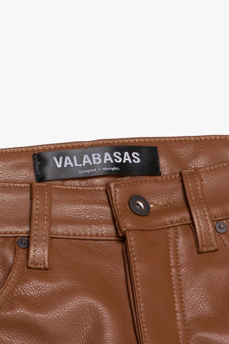 "CITING" SKINNY VEGAN LEATHER JEAN BROWN - Valabasas
