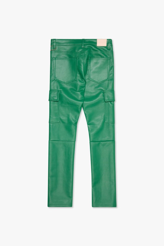 "CITING" SKINNY VEGAN LEATHER JEAN GREEN - Valabasas