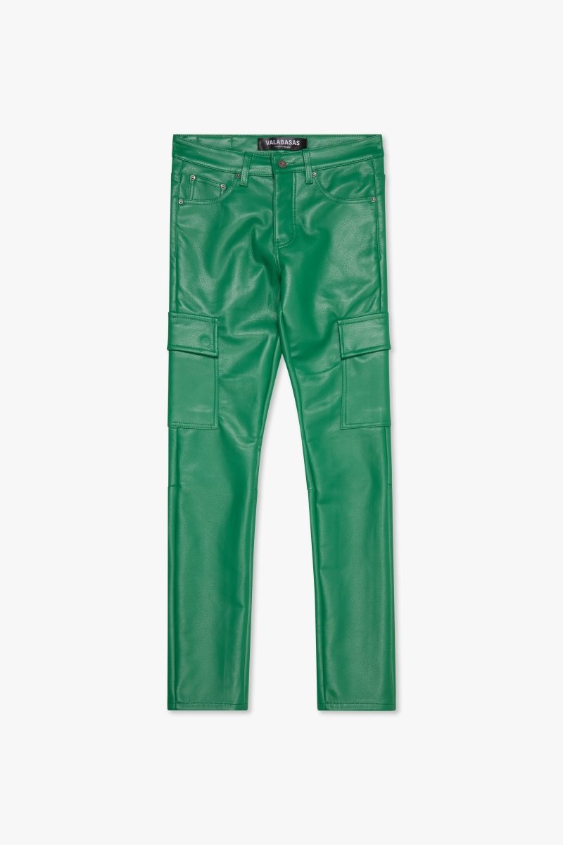 "CITING" SKINNY VEGAN LEATHER JEAN GREEN - Valabasas