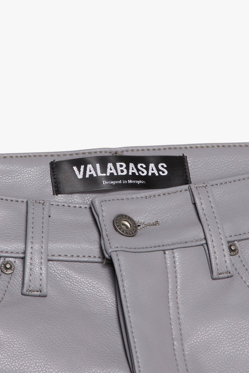 "CITING" SKINNY VEGAN LEATHER JEAN GREY - Valabasas