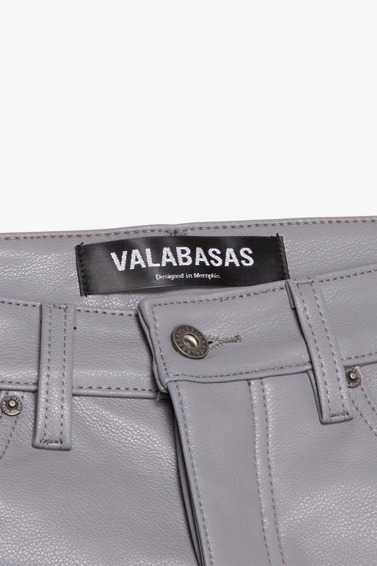 "CITING" SKINNY VEGAN LEATHER JEAN GREY - Valabasas