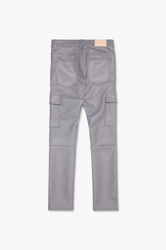 "CITING" SKINNY VEGAN LEATHER JEAN GREY - Valabasas