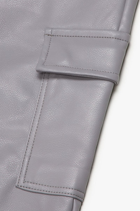 "CITING" SKINNY VEGAN LEATHER JEAN GREY - Valabasas
