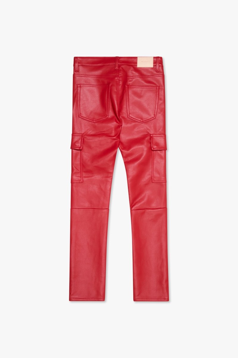 "CITING" SKINNY VEGAN LEATHER JEAN RED - Valabasas
