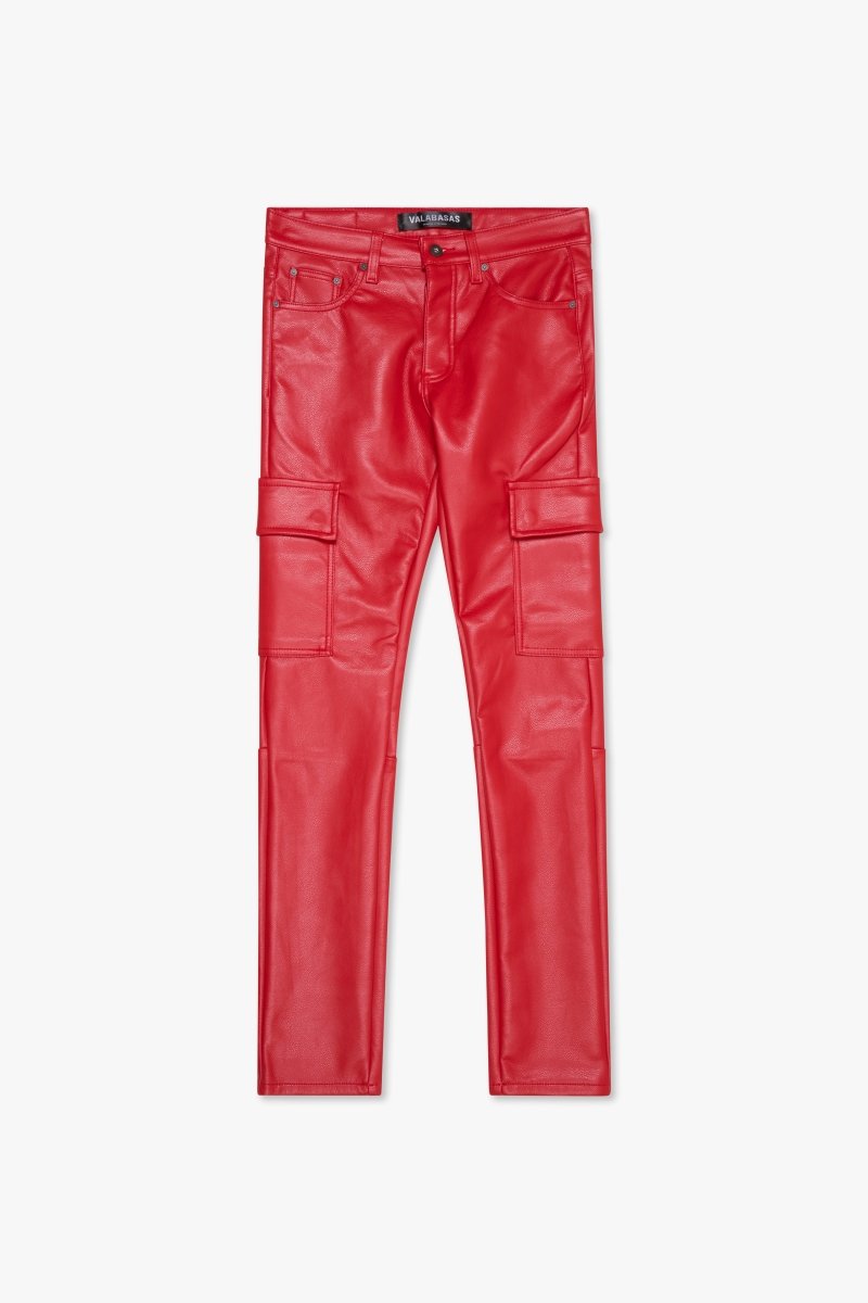 "CITING" SKINNY VEGAN LEATHER JEAN RED - Valabasas