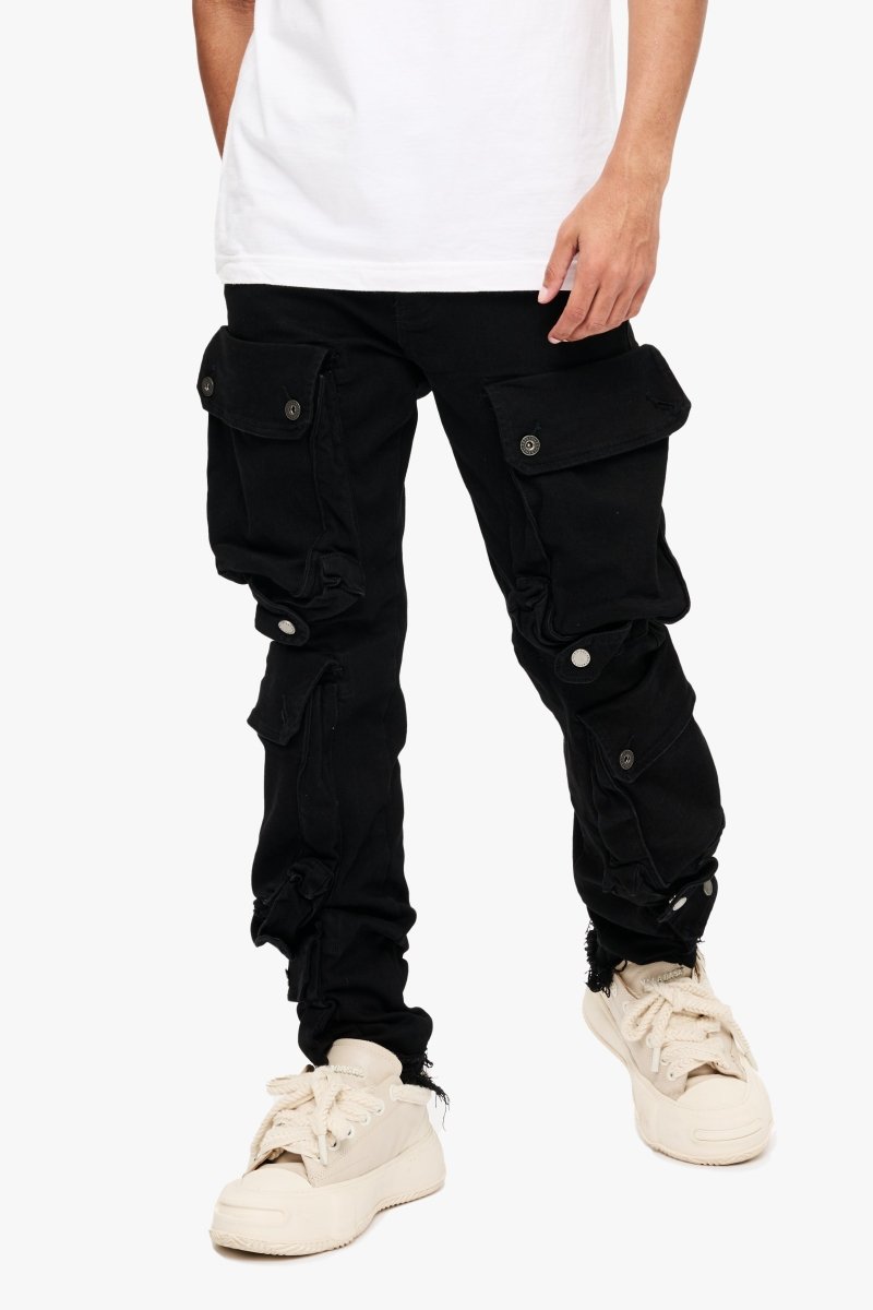 CliffJump Skinny Cargo Black Washed - Valabasas