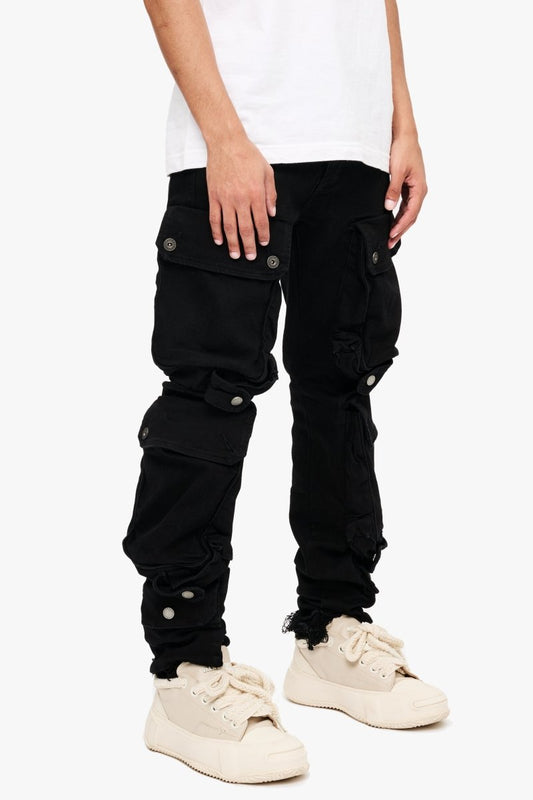CliffJump Skinny Cargo Black Washed - Valabasas