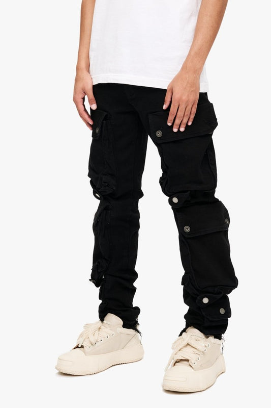 CliffJump Skinny Cargo Black Washed - Valabasas