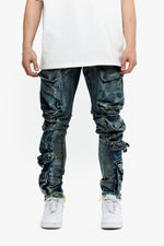 CliffJump Skinny Cargo Dirty Lt Blue Wash