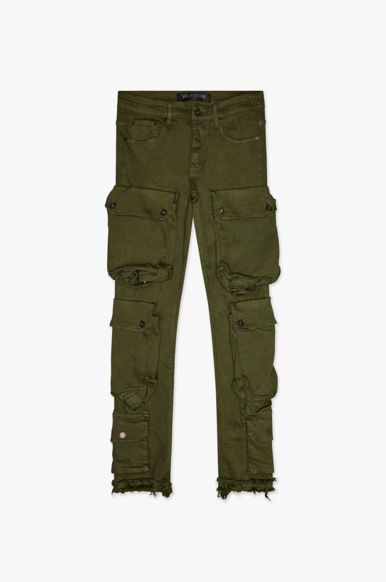CliffJump Skinny Cargo Olive Washed - Valabasas