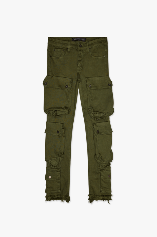CliffJump Skinny Cargo Olive Washed - Valabasas