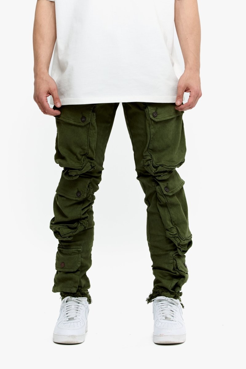 CliffJump Skinny Cargo Olive Washed - Valabasas