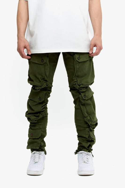 CliffJump Skinny Cargo Olive Washed - Valabasas
