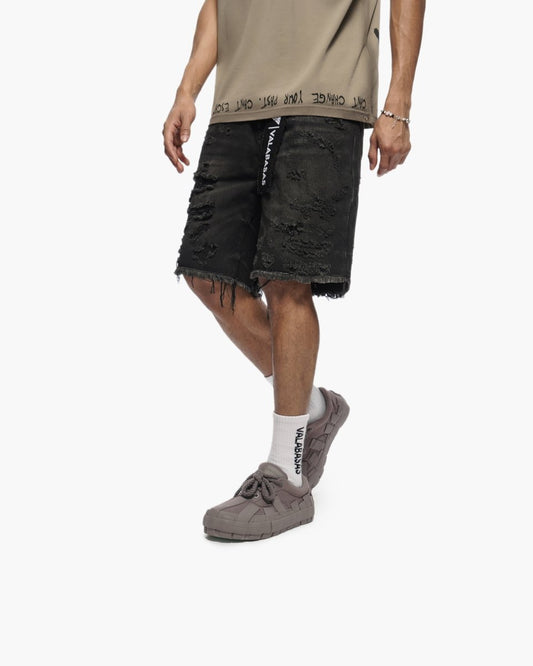 Clipped Jorts Black Washed - Valabasas