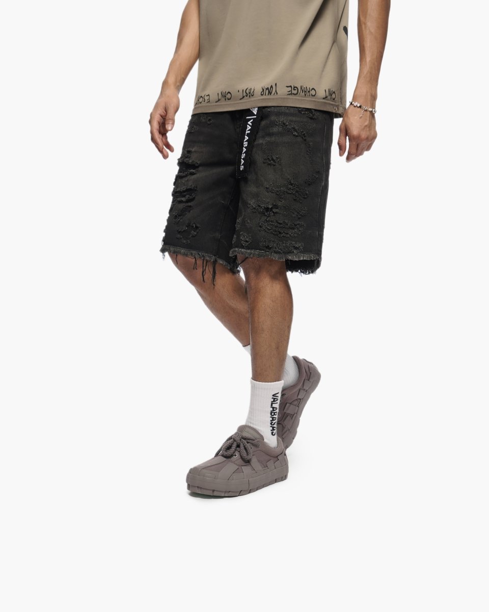 Clipped Jorts Black Washed - Valabasas