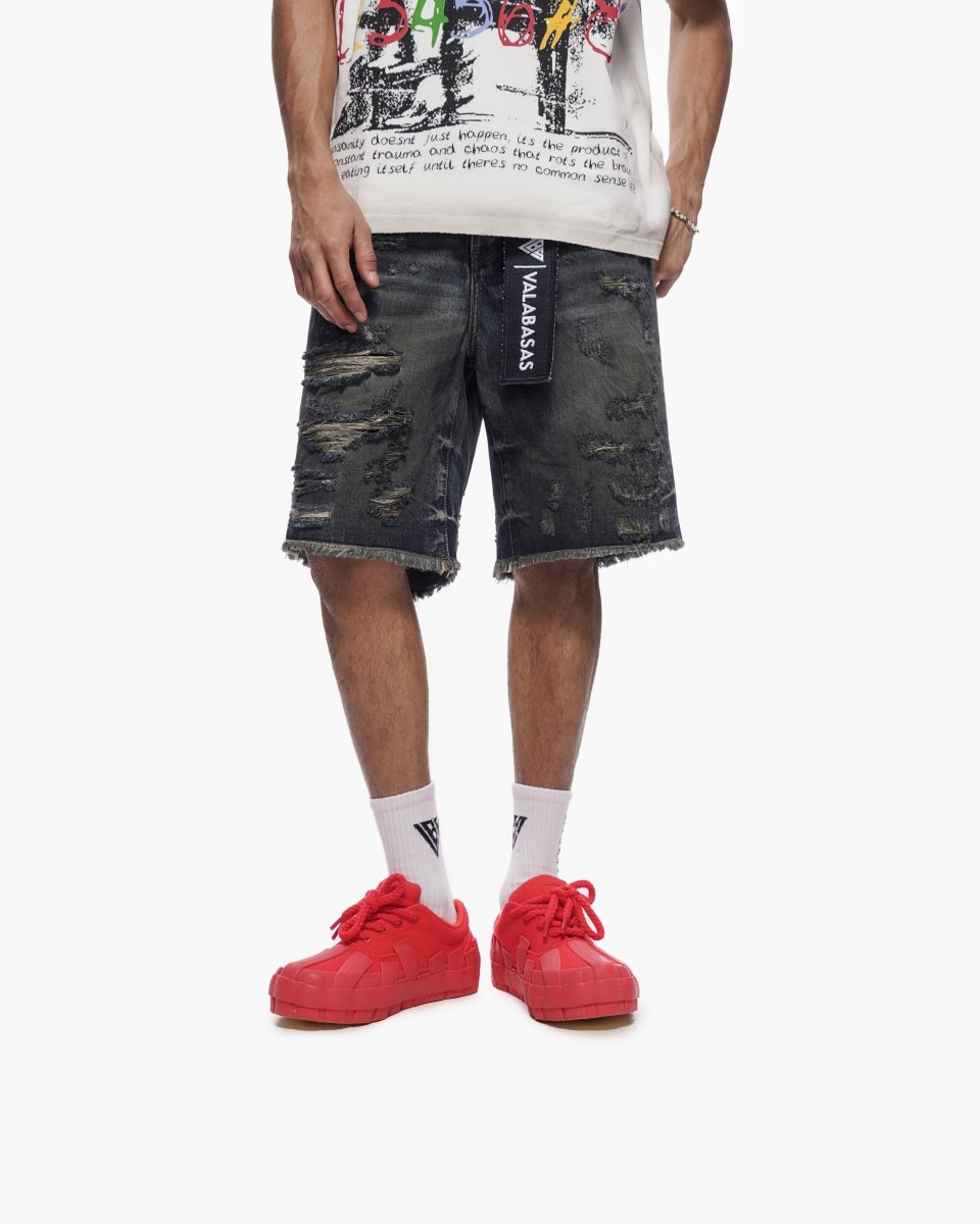 Clipped Shorts Dark Dirty Blue – Valabasas