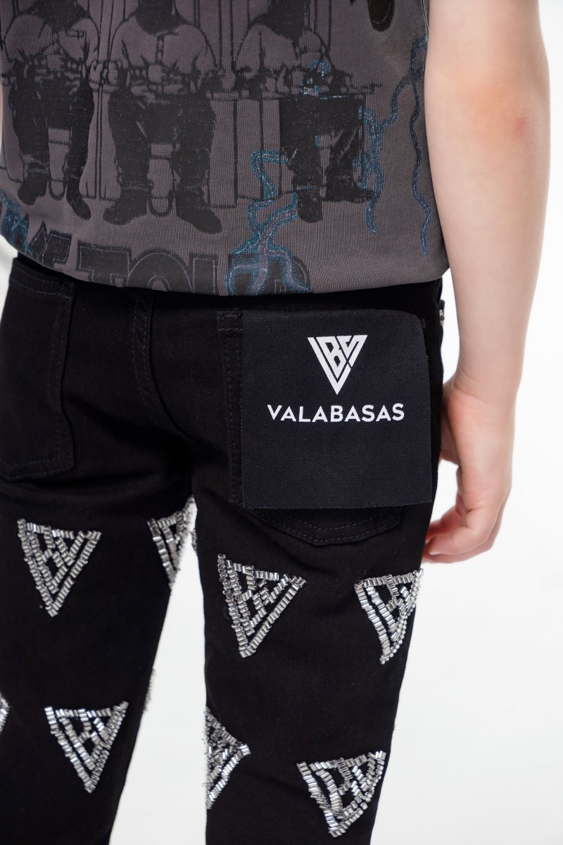 Code Kids Stacked Denim Black - Valabasas