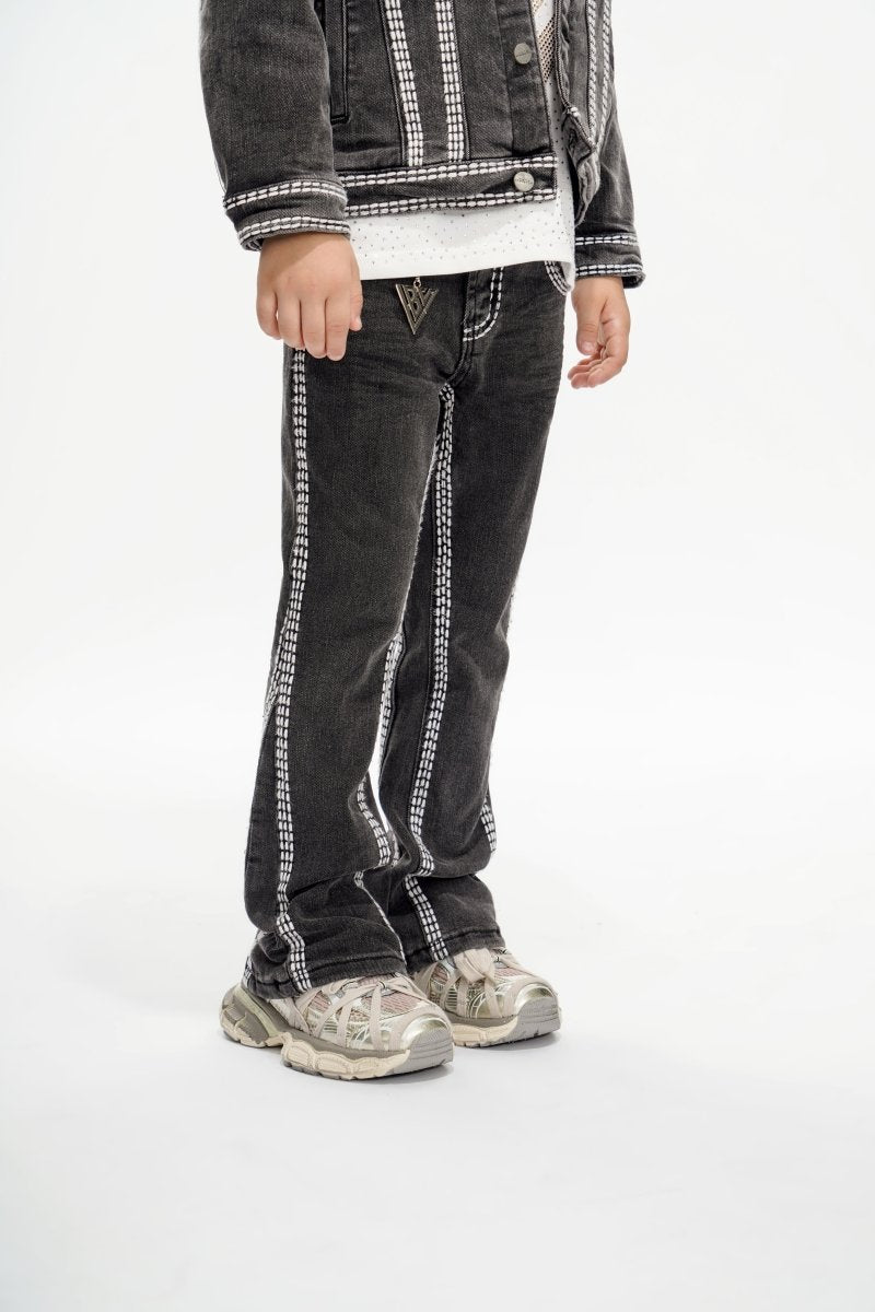 Cody Kids Grey Washed Stacked Jeans - Valabasas