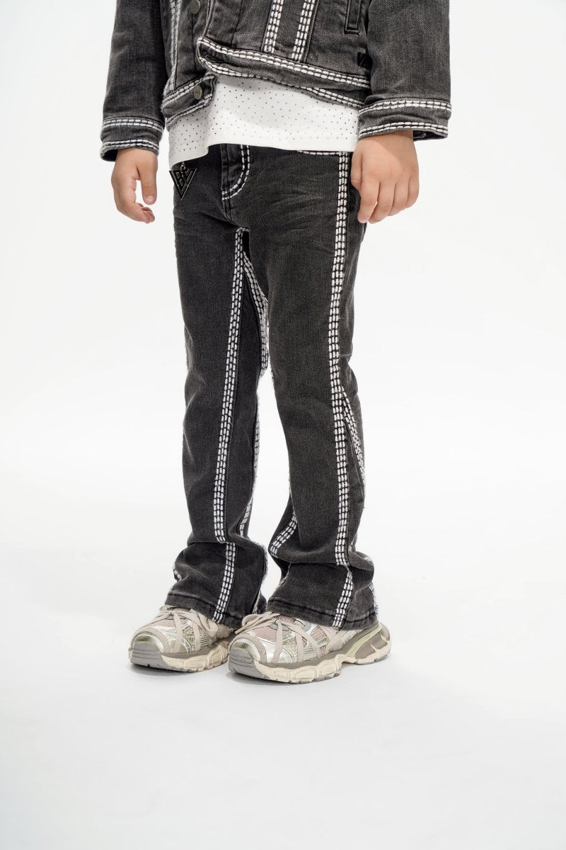 Cody Kids Grey Washed Stacked Jeans - Valabasas