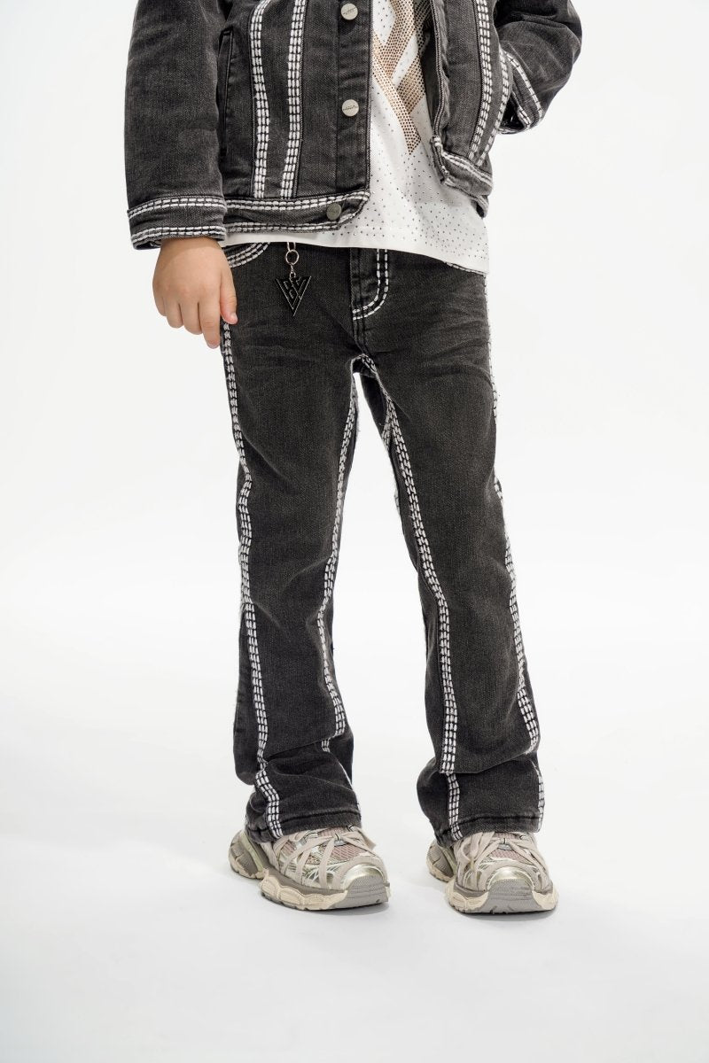 Cody Kids Grey Washed Stacked Jeans - Valabasas