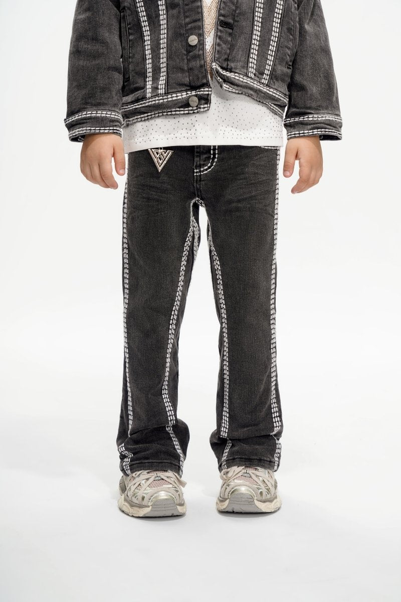 Cody Kids Grey Washed Stacked Jeans - Valabasas