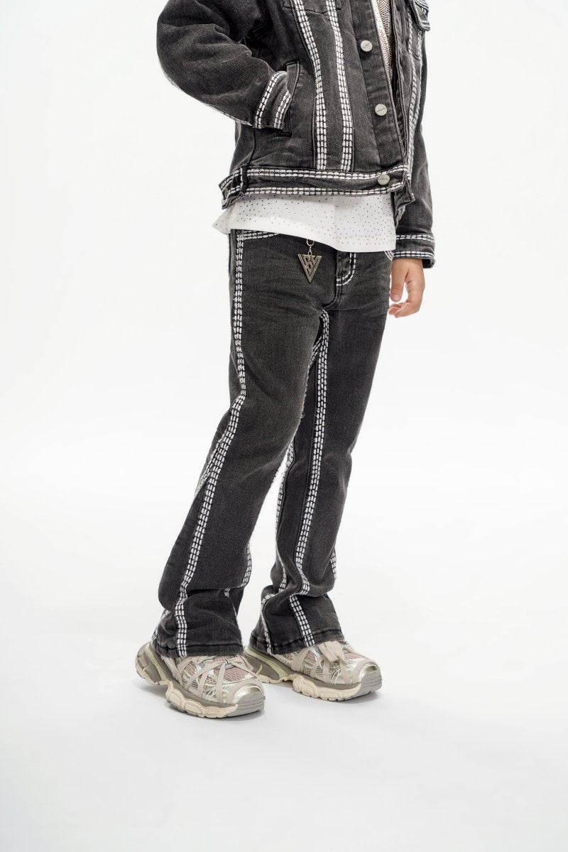 Cody Kids Grey Washed Stacked Jeans - Valabasas