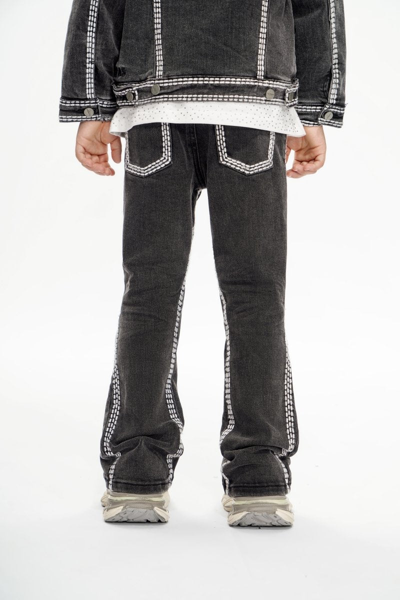 Cody Kids Grey Washed Stacked Jeans - Valabasas