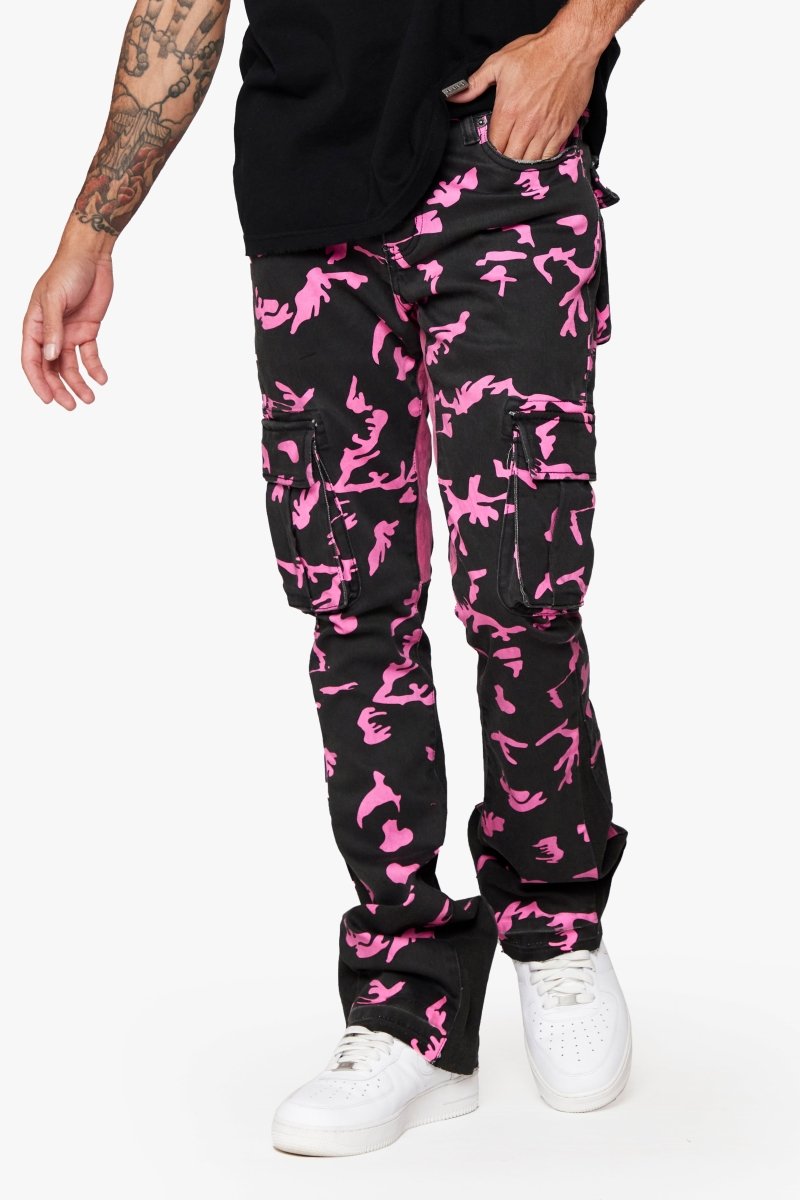 “COMMANDER " ROSE SHADOW STACKED FLARE JEAN - Valabasas