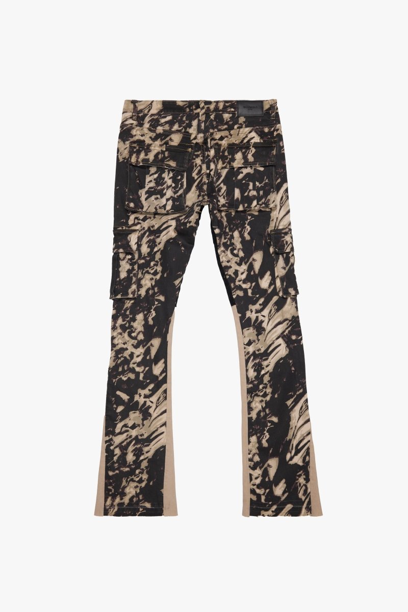 "COMMANDER" STACKED FLARE DENIM DUNE CAMO - Valabasas