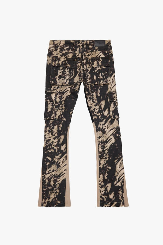 "COMMANDER" STACKED FLARE DENIM DUNE CAMO - Valabasas