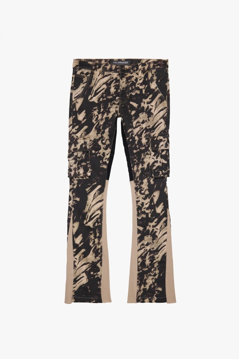 "COMMANDER" STACKED FLARE DENIM DUNE CAMO - Valabasas