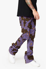 "COMMANDER" CHESTNUT CAMO STACKED FLARE JEAN