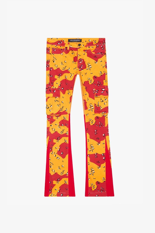 “COMMANDER " STACKED FLARE JEAN BADLAND CAMO - Valabasas