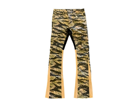 "COMMANDER " STACKED FLARE JEAN BLACK YELLOW CAMO - Valabasas