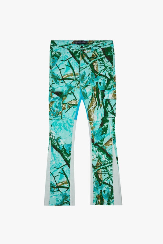 "COMMANDER" STACKED FLARE JEAN BLIZZARD CAMO - Valabasas