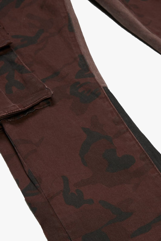 "COMMANDER" STACKED FLARE JEAN BROWN BLACK - Valabasas