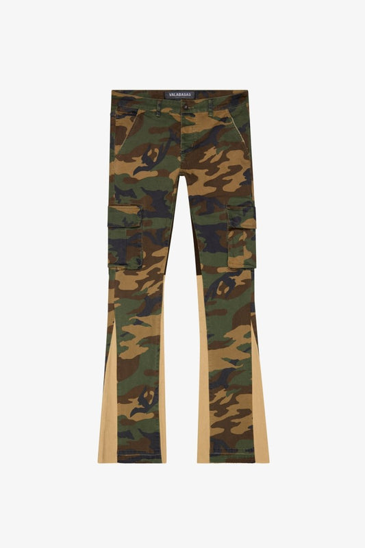 "COMMANDER" STACKED FLARE JEAN FOLIAGE GREEN - Valabasas