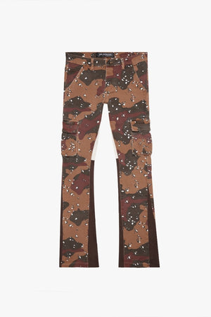 "COMMANDER" RED BLACK STACKED FLARE JEAN