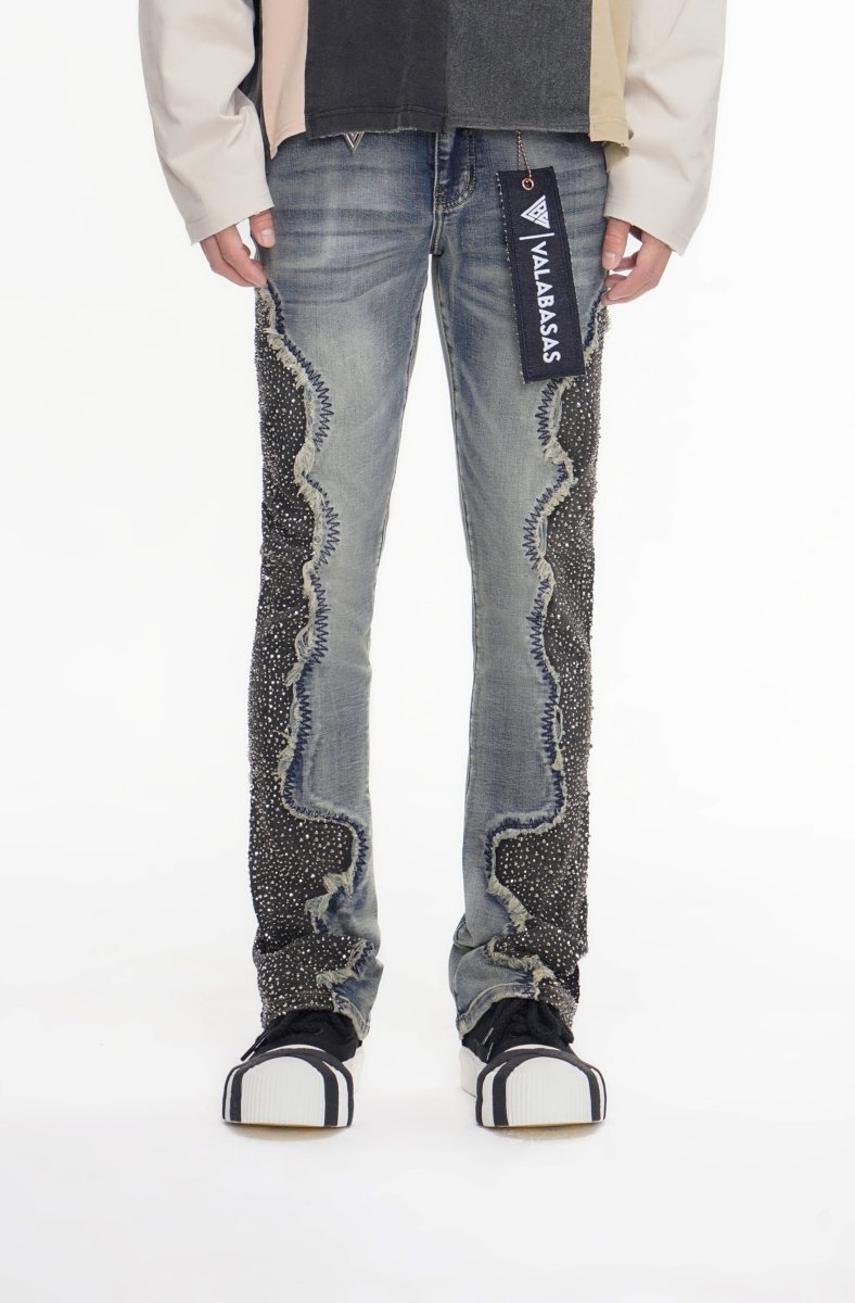 Convoy Stacked Blue Grey Jeans - Valabasas