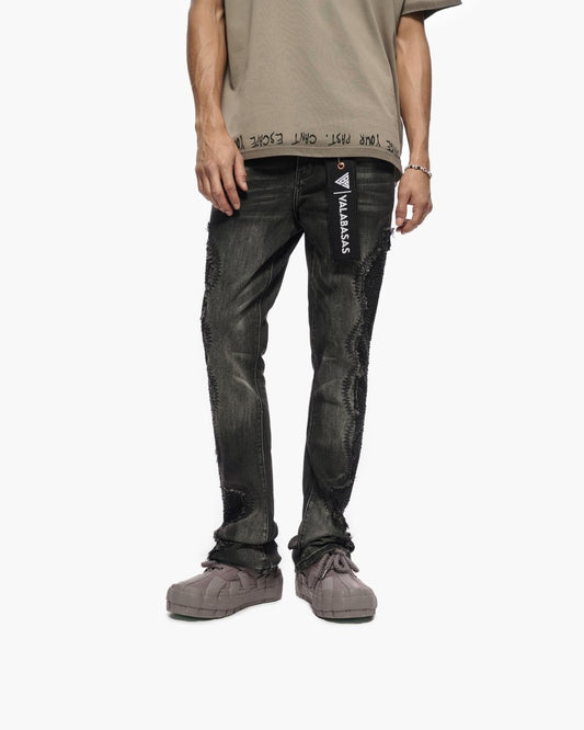 Convoy Stacked Grey Black Jeans - Valabasas