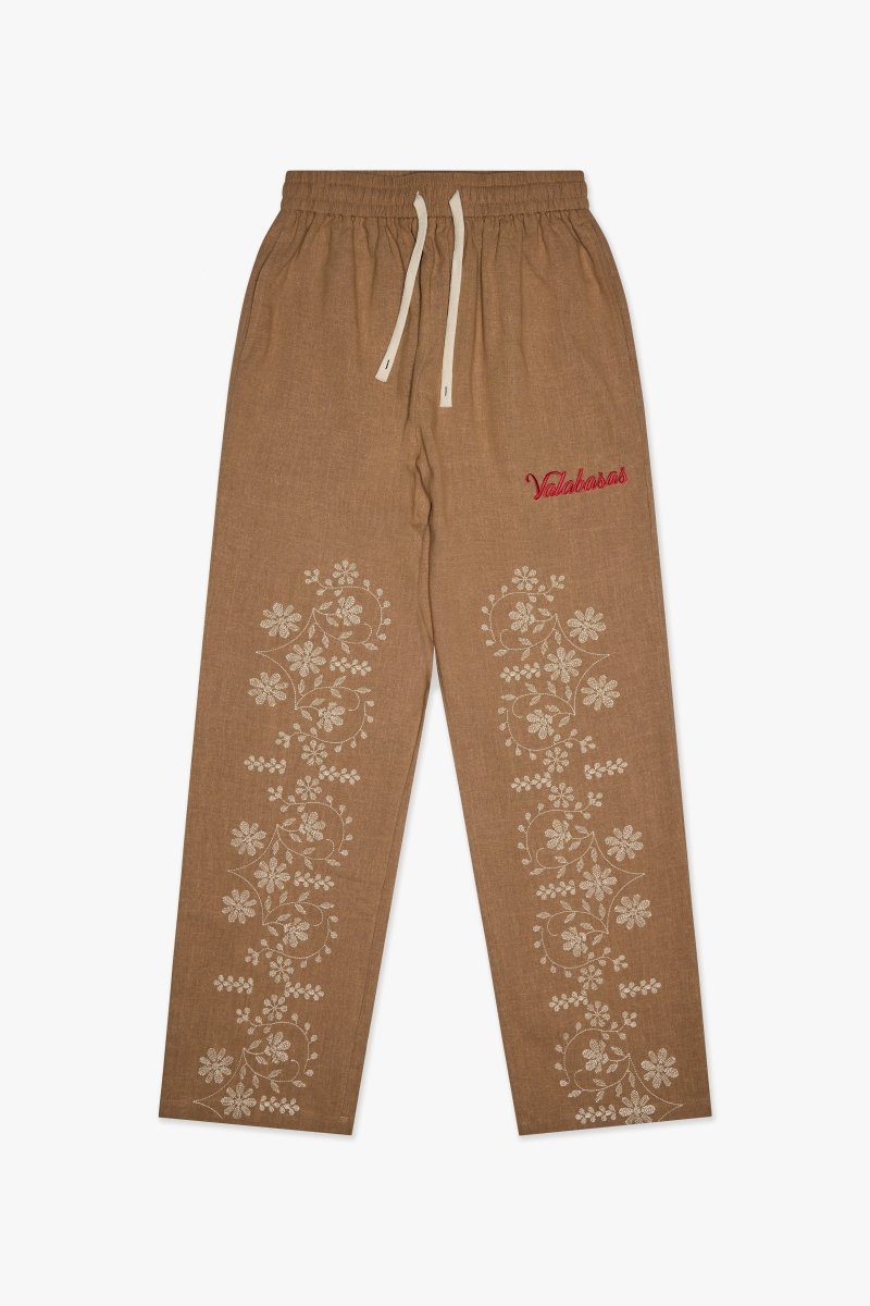 Corso Linen Straight Pants Brown - Valabasas