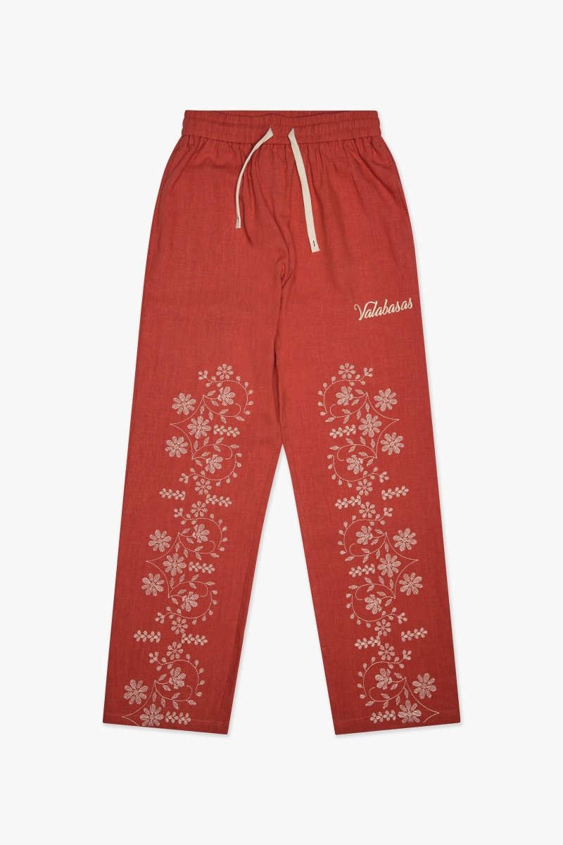 Corso Linen Straight Pants Red - Valabasas