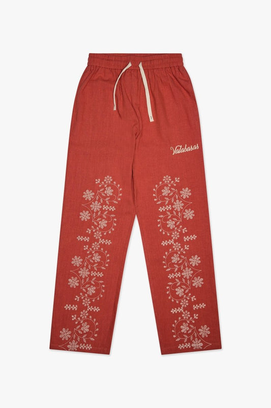 Corso Linen Straight Pants Red - Valabasas