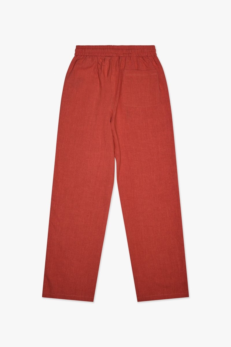 Corso Linen Straight Pants Red - Valabasas