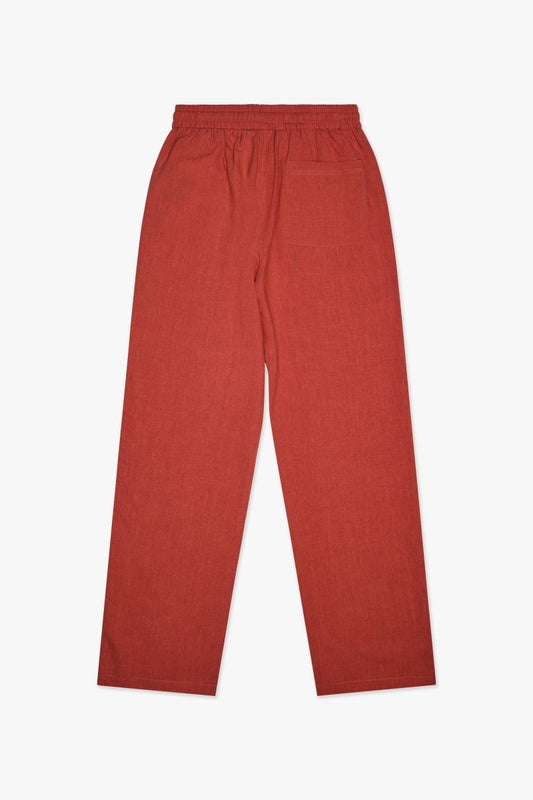 Corso Linen Straight Pants Red - Valabasas