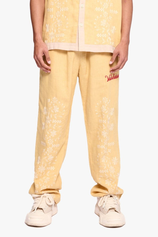 Corso Linen Straight Pants Yellow - Valabasas