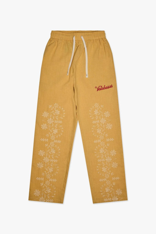 Corso Linen Straight Pants Yellow - Valabasas