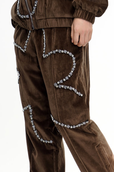 Dahlia Velour Pants Brown – Valabasas