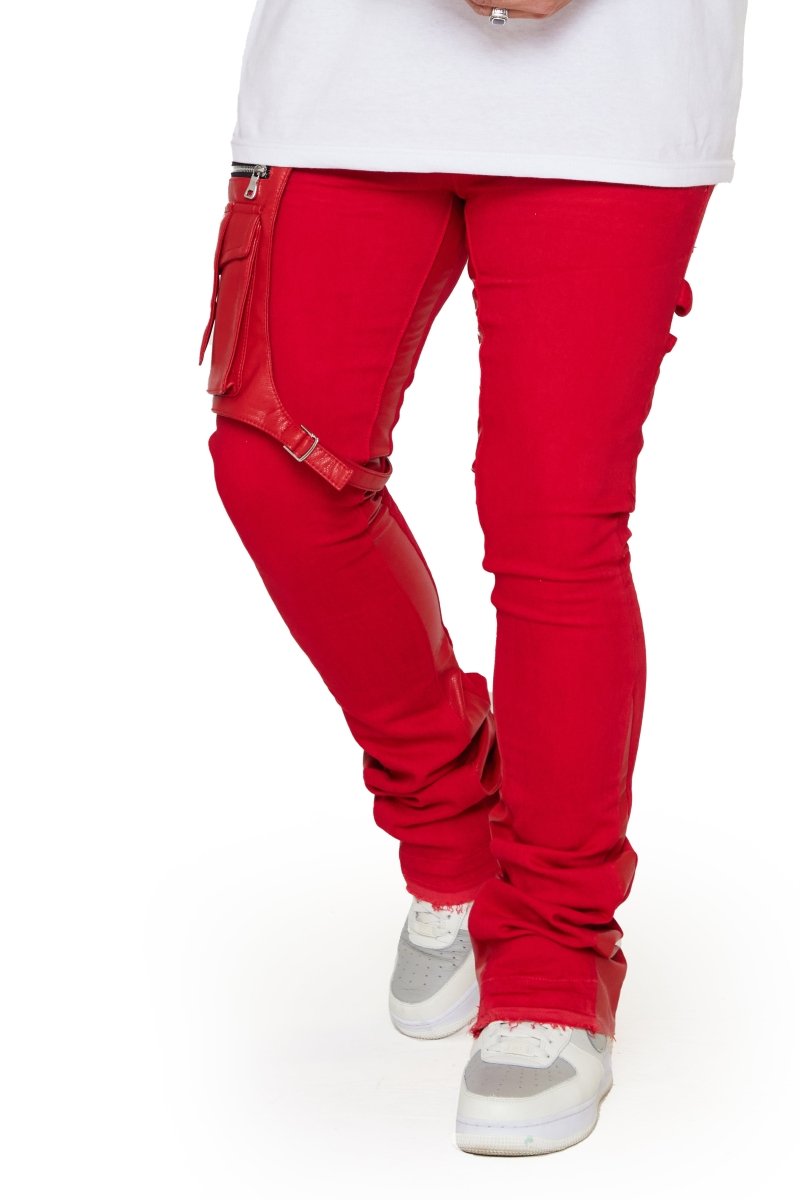 “DAPPER” STACKED FLARE JEAN RED WASHED - Valabasas